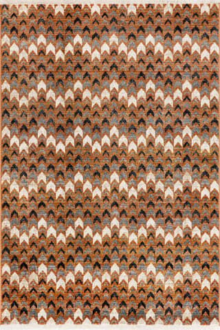 Isolated view of Rust Rectangle Deedra Geometric Banded Rug, showcasing its design