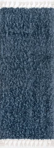 Isolated view of Navy Runner Dream Solid Shag Rug, showcasing its design