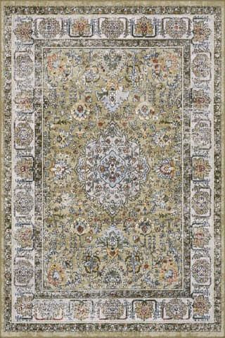 Isolated view of Green Runner Priyanka Washable Persian Rug, showcasing its design