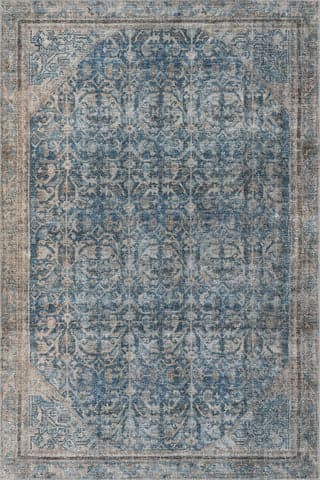Isolated view of Blue Rectangle Tila Vintage & Distressed Washable Rug, showcasing its design