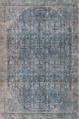 Isolated view of Blue Rectangle Tila Vintage & Distressed Washable Rug, showcasing its design