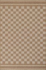 Isolated view of Ivory Rectangle Layali Modern Checkered Indoor/Outdoor Rug, showcasing its design