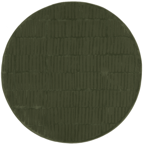 Isolated view of Green Round Cranbury Plush Textured Washable Rug, showcasing its design