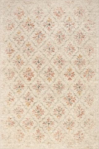 Isolated view of Multicolor Rectangle Elizabeth Hand-Tufted Vintage Medallion Wool-Blend Rug, showcasing its design