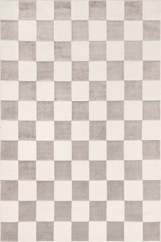 Isolated view of Cream/Grey Rectangle Maplewood Plush Textured Washable Rug, showcasing its design