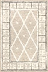 Isolated view of Beige Rectangle Brie Minimalism Tiled Rug, showcasing its design