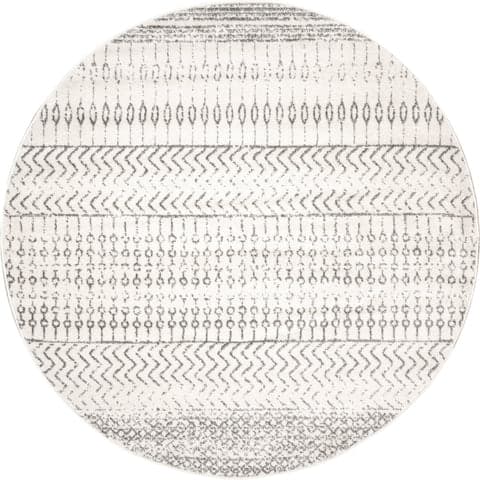 Isolated view of Grey Round Banded Abacus And Stripes Rug, showcasing its design