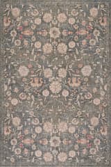 Isolated view of Green Rectangle Kwireh Traditional Floral and Paisley Rug, showcasing its design