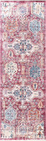 Isolated view of Pink Runner Faded Gabbeh Fringe Rug, showcasing its design
