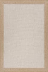 Isolated view of Ivory Rectangle Zinea Bohemian Bordered Indoor/Outdoor Rug, showcasing its design