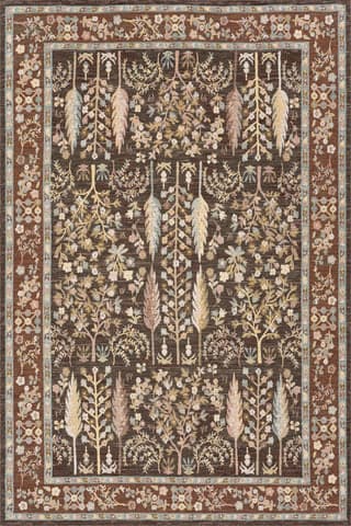 Isolated view of Brown Runner Caeslyn Traditional Floral Indoor/Outdoor Rug, showcasing its design