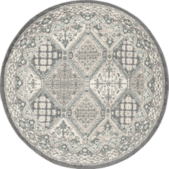 Isolated view of Charcoal Round Melange Tiles Rug, showcasing its design
