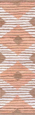 Isolated view of Pink Runner Hand Braided Denim And Jute Striped Diamonds Rug, showcasing its design
