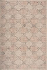 Isolated view of Peach Rectangle Sahi Traditional Diamond Indoor Washable Rug, showcasing its design