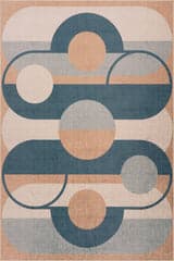 Isolated view of Multicolor Rectangle Modern Relic Geometric Washable Rug, showcasing its design