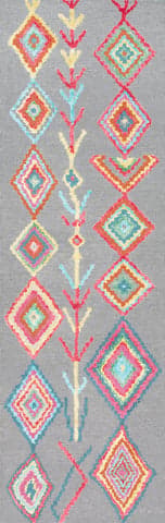 Isolated view of Grey Runner Ezra Moroccan Diamond Rug, showcasing its design