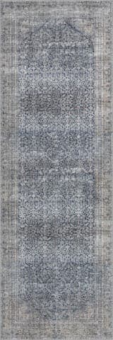 Isolated view of Blue Runner Zella Vintage & Distressed Washable Rug, showcasing its design