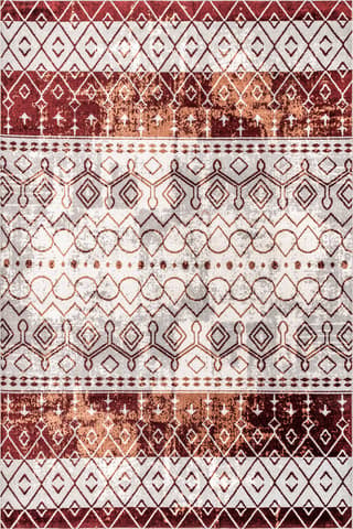 Isolated view of Red Rectangle Bailey Washable Geometric Rug, showcasing its design