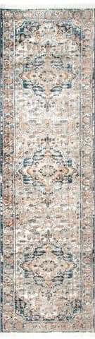 Isolated view of Grey Runner Winged Cartouche Rug, showcasing its design