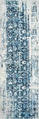 Isolated view of Blue Runner Muted Flourish Rug, showcasing its design