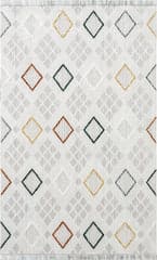 Isolated view of Light Grey Rectangle Neha Iridescent Checkered Rug, showcasing its design