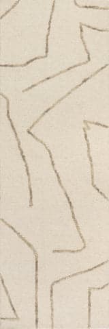 Isolated view of Cream Runner Mulholland Textured Wool Rug, showcasing its design
