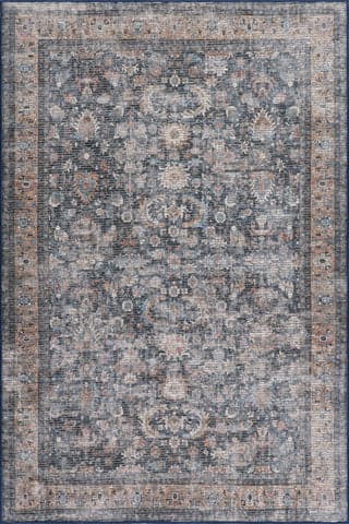 Isolated view of Dark Grey Rectangle Arleth Medallion Washable Rug, showcasing its design