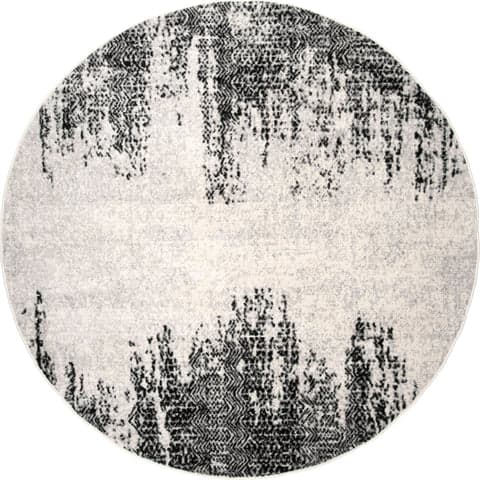 Isolated view of Grey Round Faded Chevron Rug, showcasing its design