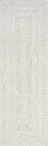 Isolated view of Ivory Runner Braided Texture Indoor/Outdoor Rug, showcasing its design