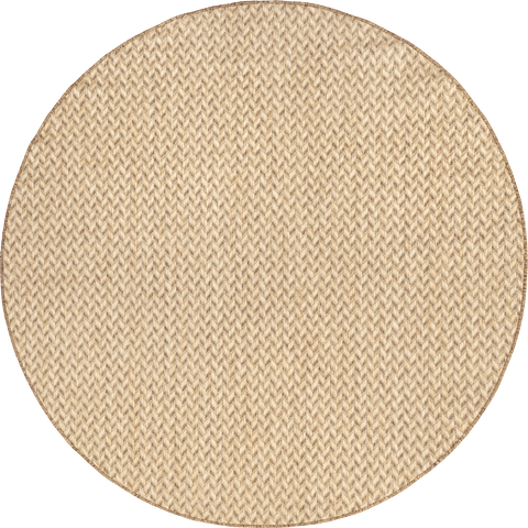 Isolated view of Brown Round Taraji Herringbone Indoor/Outdoor Rug, showcasing its design