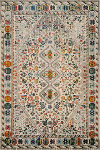 Isolated view of Ivory Multicolor Rectangle Vibrant Meadow Rug, showcasing its design