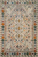 Isolated view of Ivory Multicolor Rectangle Vibrant Meadow Rug, showcasing its design