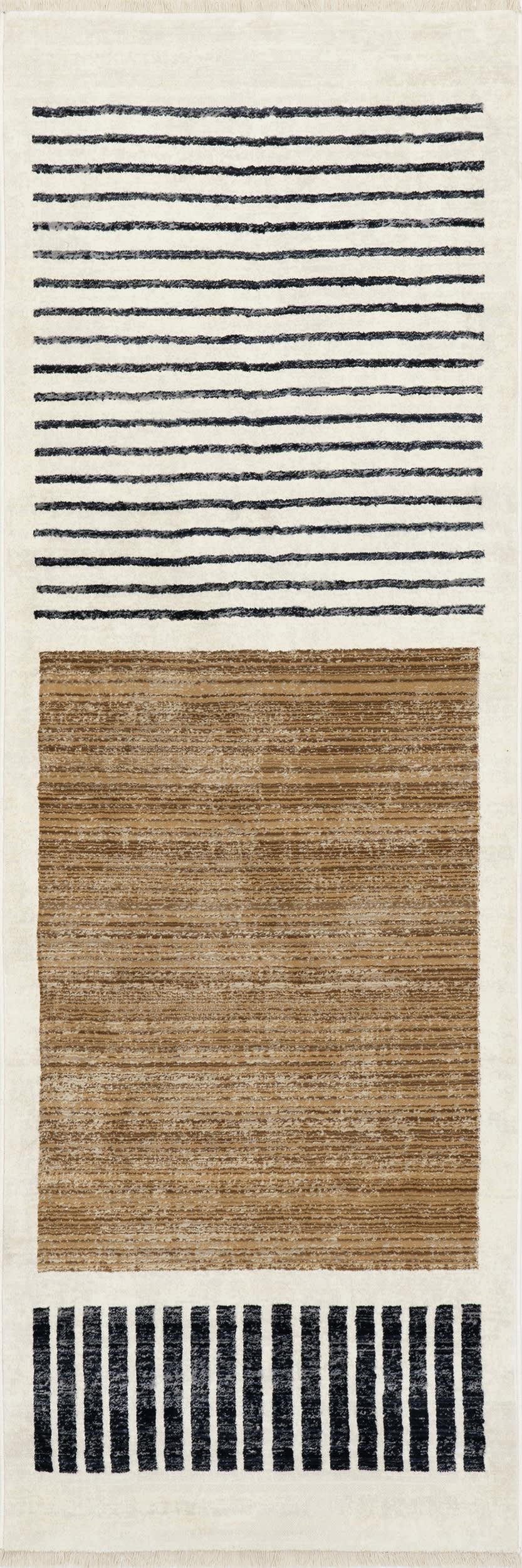 Anette Block Striped Rug | Beige