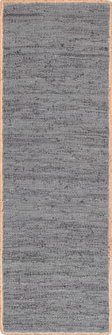 Isolated view of Grey Runner Solid Leather Flatweave Rug, showcasing its design