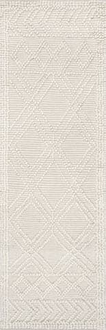 Isolated view of Ivory Runner Argyle Trellis Rug, showcasing its design