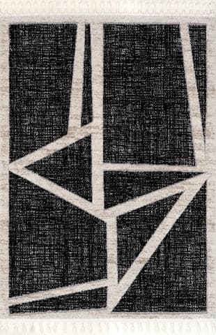 Isolated view of Grey Rectangle Lucille Vertex Tasseled Rug, showcasing its design