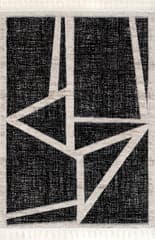 Isolated view of Grey Rectangle Lucille Vertex Tasseled Rug, showcasing its design