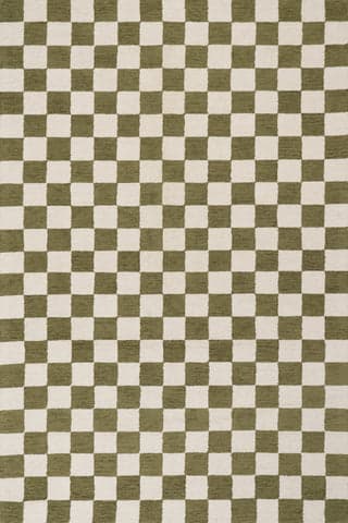 Isolated view of Green Rectangle Calina Modern Checkered Indoor Wool Rug, showcasing its design