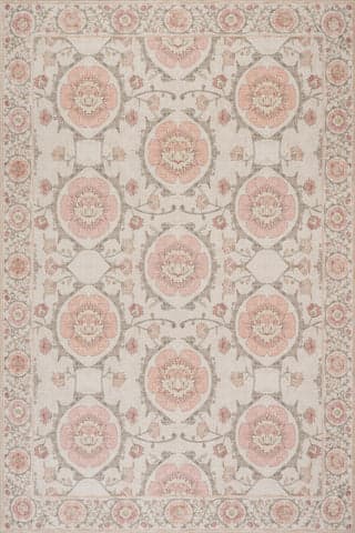 Isolated view of Ivory Rectangle Lomia Traditional Vintage Medallion Area Rug, showcasing its design