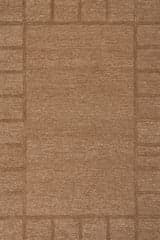 Isolated view of Brown Rectangle Gea Geometric Bordered Wool Rug, showcasing its design