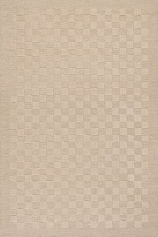 Linthea Modern Checkered Handmade Wool Rug | Ivory