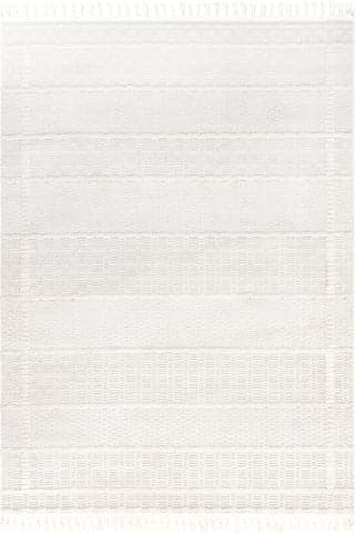 Isolated view of Beige Rectangle Christin Crosshatch Rug, showcasing its design