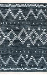 Isolated view of Navy Rectangle Checkered Moroccan Tassel Non-Slip Backing Rug, showcasing its design