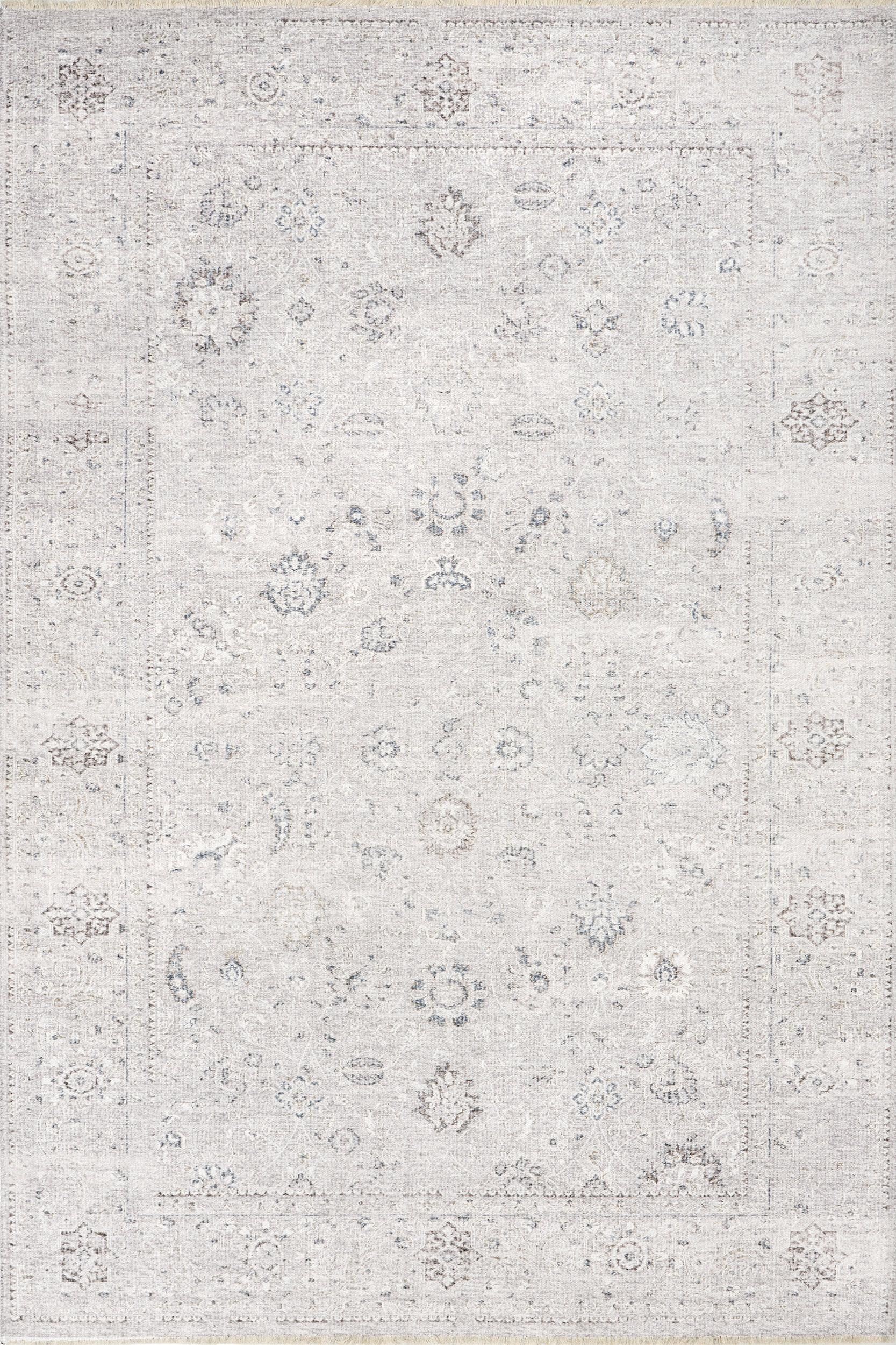 Bessie Fringed Vintage Medallion Washable Rug | Pink Beige