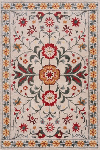 Isolated view of Multicolor Rectangle Aetheria Floral Washable Rug, showcasing its design