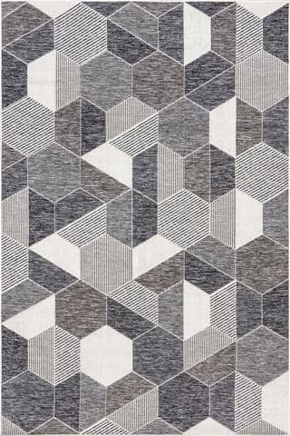 Isolated view of Grey Rectangle Akaila Kaleidoscope Indoor/Outdoor Rug, showcasing its design