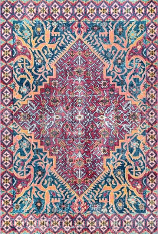 Isolated view of Red Rectangle Vena Medallion Rug, showcasing its design