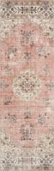 Isolated view of Peach Runner Rosette Medallion Spill Proof Washable Rug, showcasing its design
