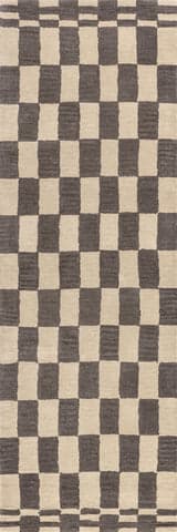 Isolated view of Grey Runner Kai Checkerboard Wool Rug, showcasing its design