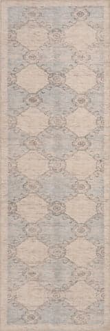 Isolated view of Blue Runner Sahi Traditional Diamond Washable Rug, showcasing its design
